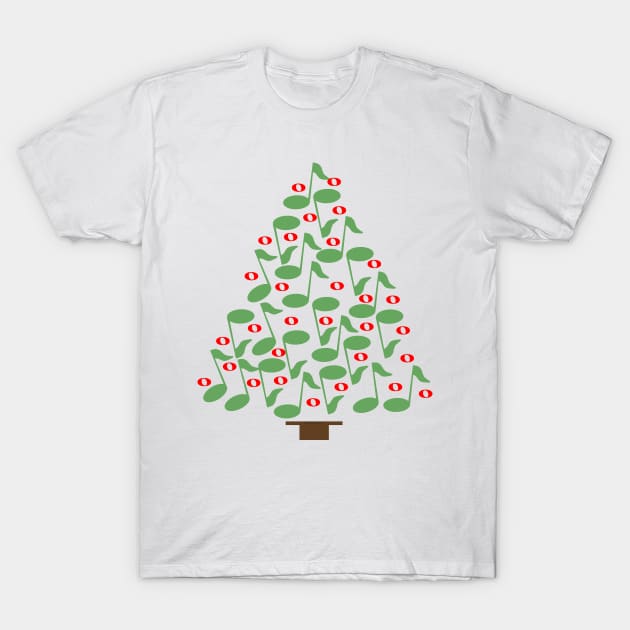 Musical Green Christmas Tree T-Shirt by Barthol Graphics